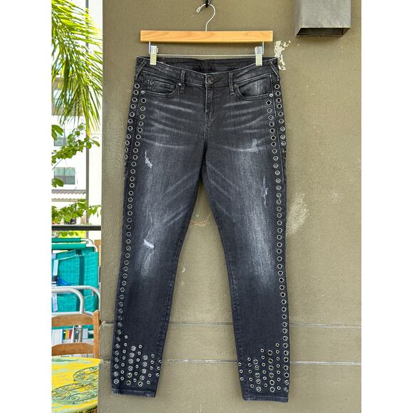 True Religion Women’s 29 Halle Mid Rise Super Skinny Jeans in Rock Solid Wash - Picture 5 of 14